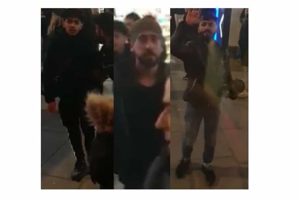 Images of three men who police want to speak to after antisemitic abuse was directed at passengers on a Hannukah party bus in London’s Oxford Street (Metropolitan Police/PA)