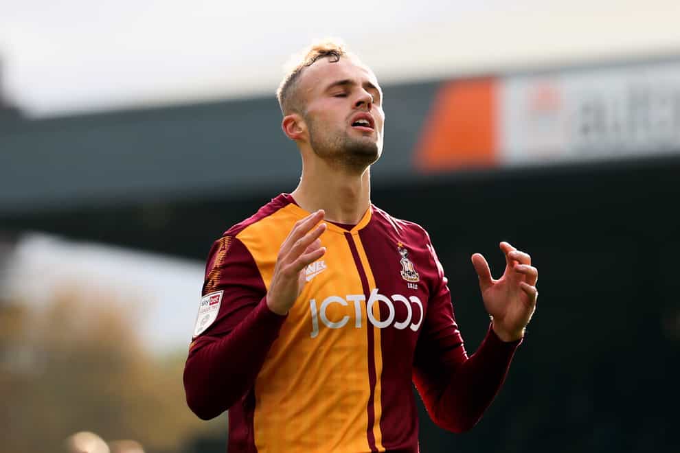 Charles Vernam is out for Bradford (Isaac Parkin/PA)