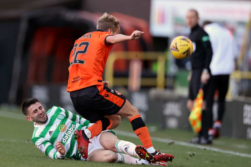 Celtic’s Greg Taylor returned from injury against Dundee United (Steve Welsh/PA)