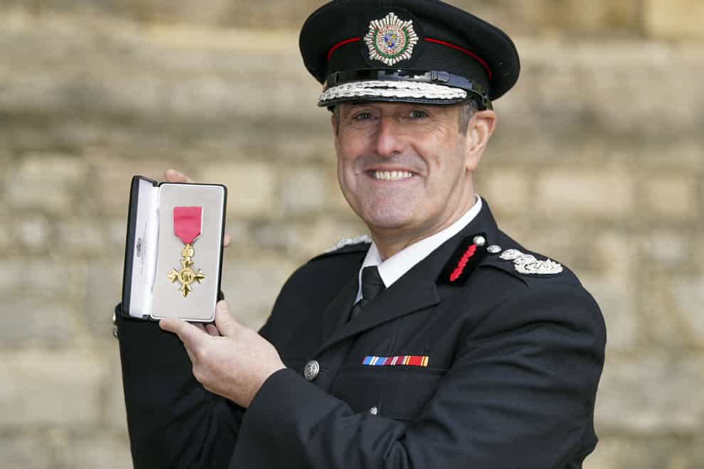 Merseyside Fire & Rescue Service chief Phil Garrigan was made a OBE by the Prince of Wales at an investiture ceremony at Windsor Castle (Steve Parsons/PA)