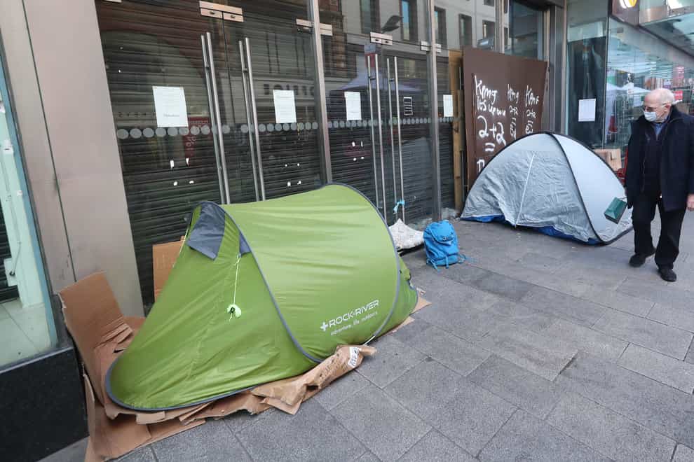 Tents of homeless people in Dublin (Niall Carson/PA)