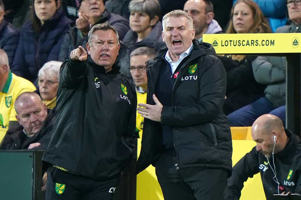 Norwich head coach Dean Smith (right) and assistant Craig Shakespeare could see late changes to the squad (Joe Giddens/PA)