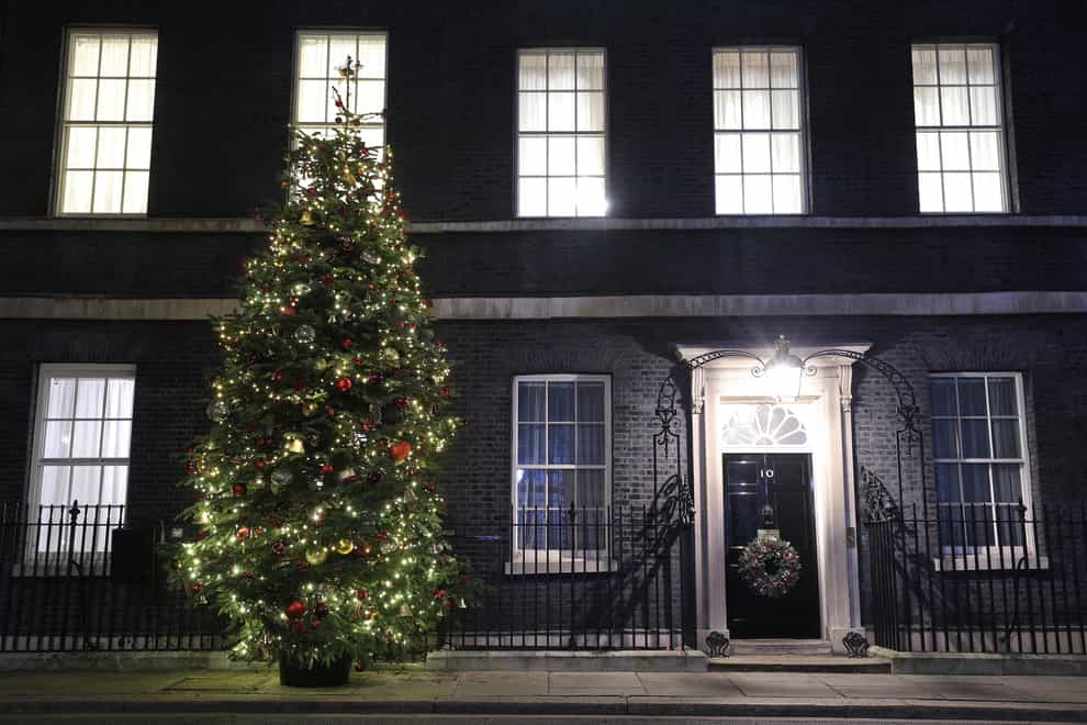 A Christmas tree outside 10 Downing Street (PA)