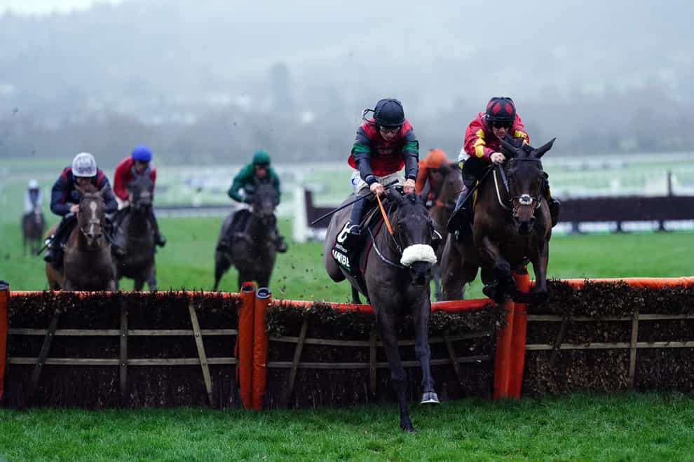 Guard Your Dreams (right) about to challenge Hunters Call and land the Unibet International Hurdle at Cheltenham (David Davies/PA)