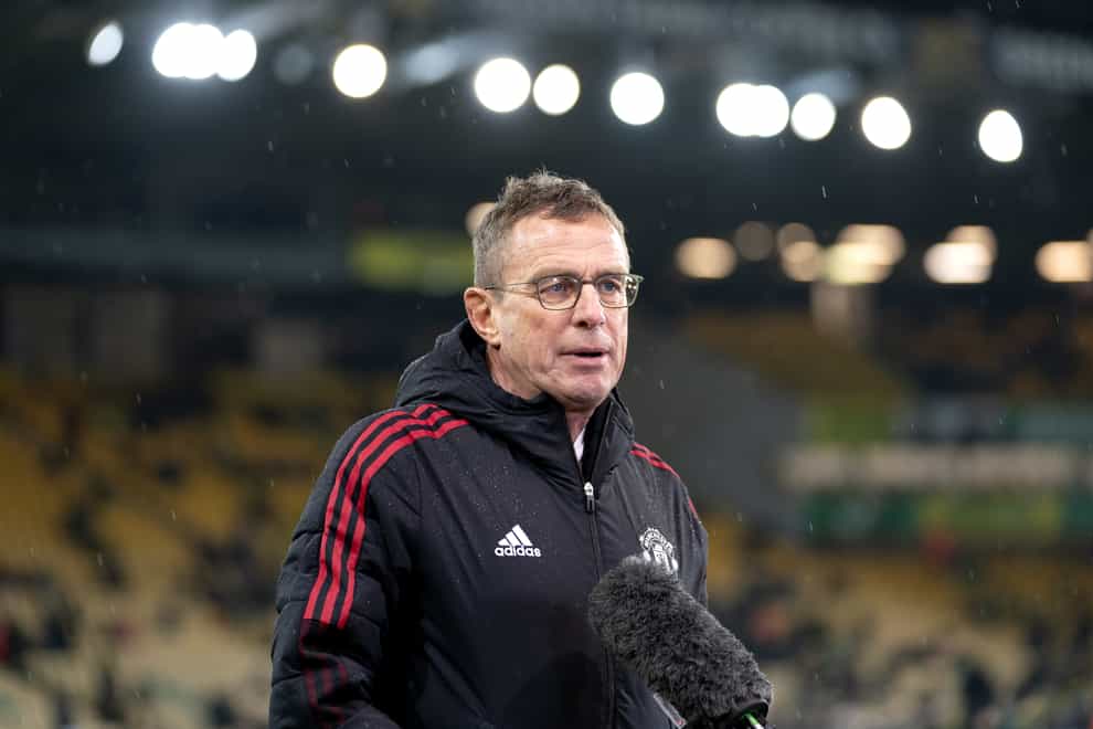 Manchester United interim manager Ralf Rangnick at Norwich (Joe Giddens/PA)