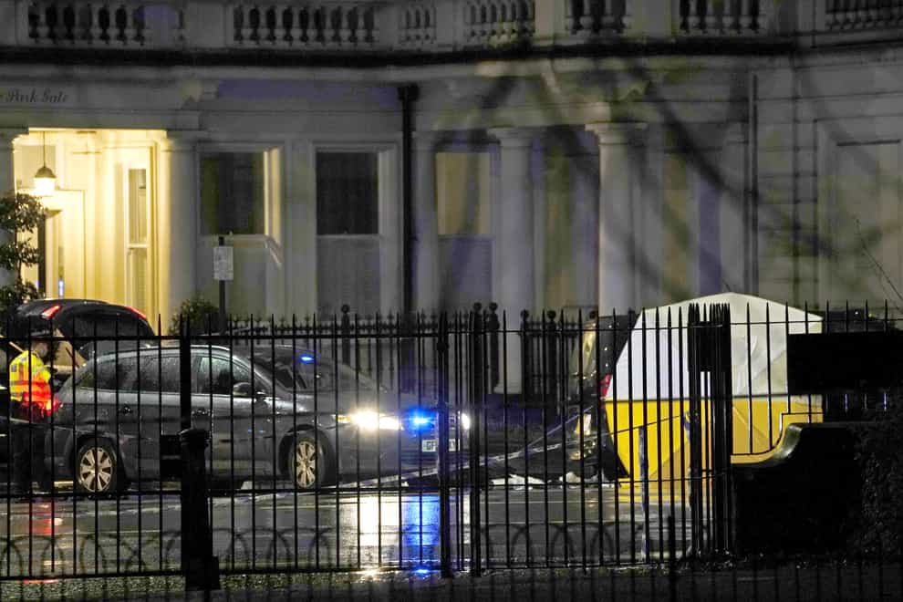 Police at the scene in Kensington, west London, where a man died after suffering gunshot wounds in an incident involving armed officers (Aaron Chown/PA)