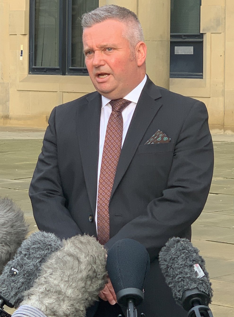 Detective Chief Superintendent Mark Swift, of West Yorkshire Police, spoke to the media outside Bradford Crown Court (Dave Higgins/PA)