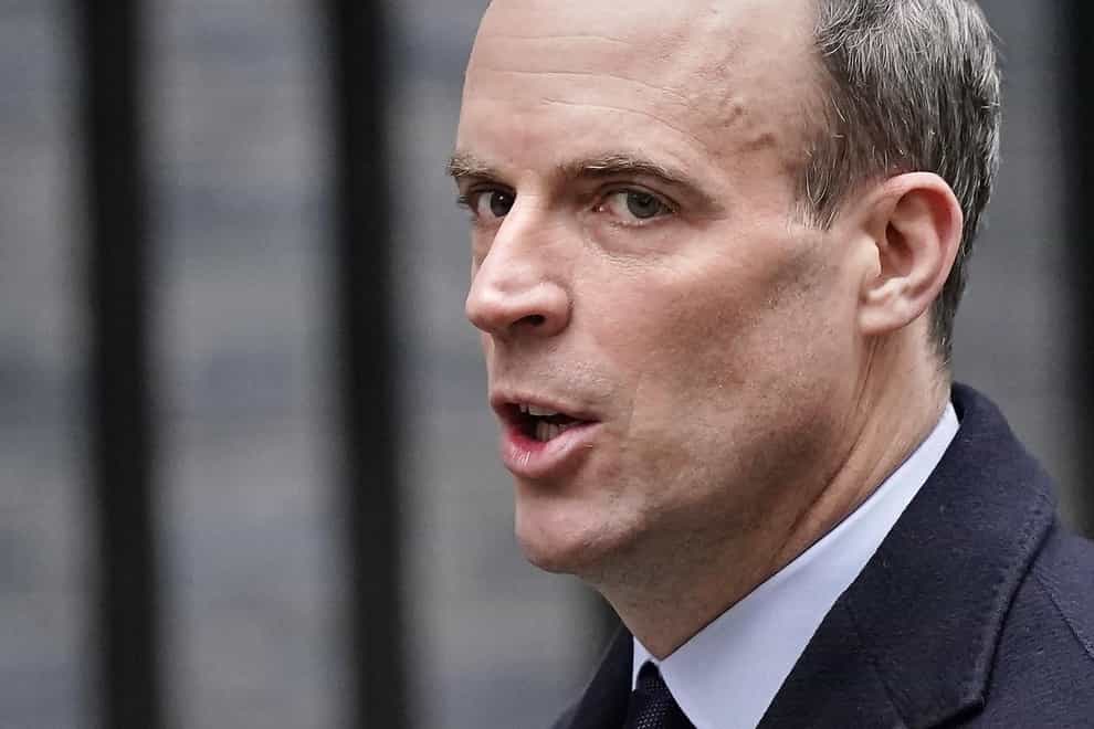 Deputy Prime Minister Dominic Raab arrives in Downing Street, London (Aaron Chown/PA)