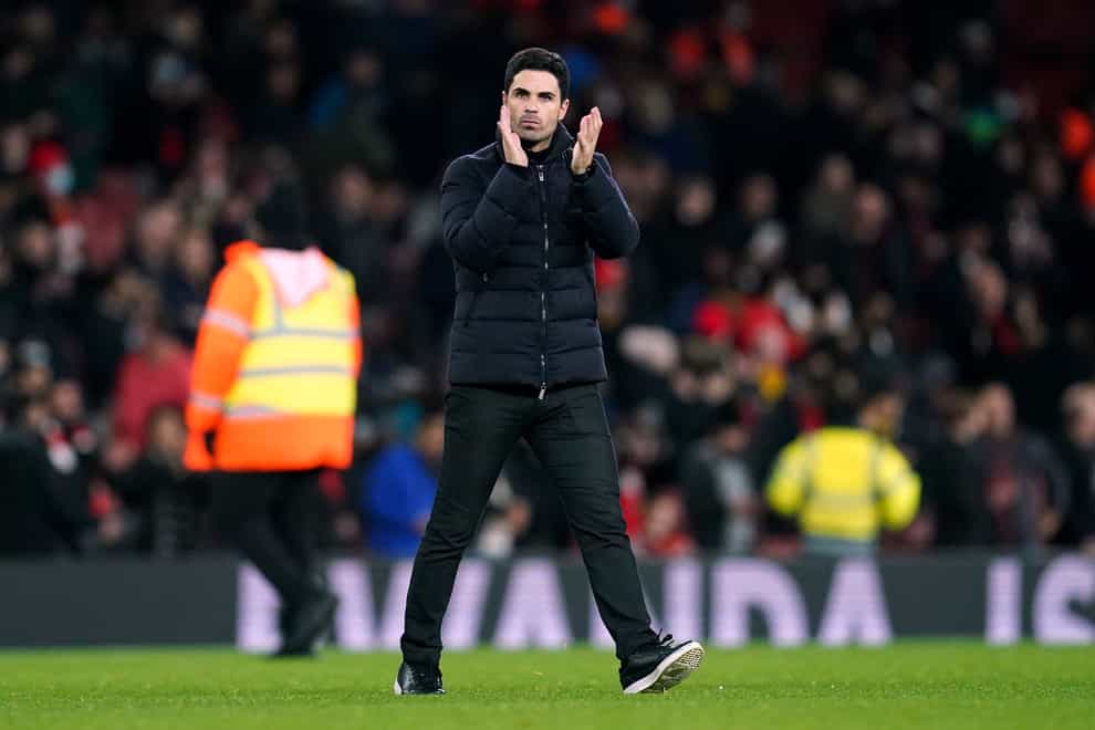 Arsenal manager Mikel Arteta saluted his players after the win over West Ham (Nick Potts/PA)