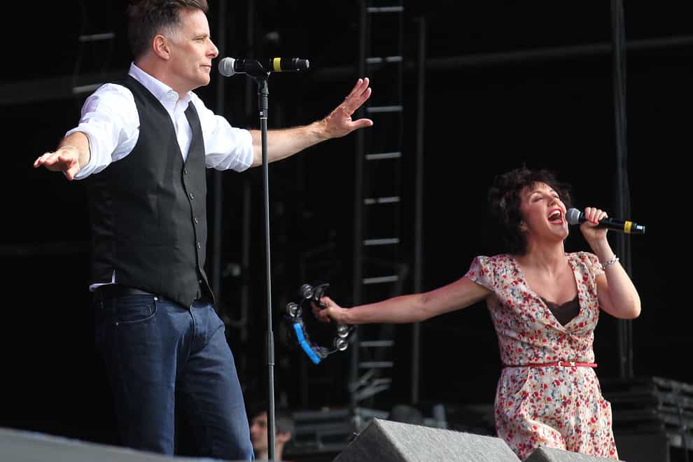 Ricky Ross and Lorraine McIntosh from Deacon Blue on stage (Andrew Milligan/PA)