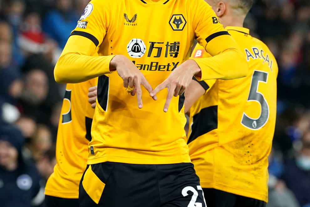 Romain Saiss was Wolves’ match-winner at Brighton (Gareth Fuller/PA)