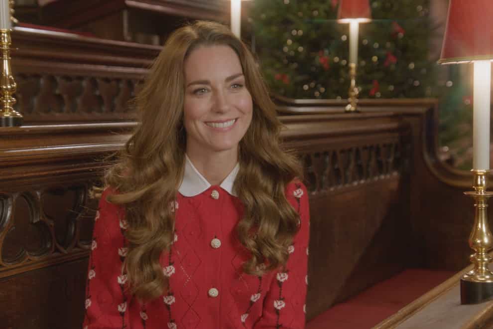 The Duchess of Cambridge in the first trailer for Royal Carols – Together At Christmas (BBC Studios Events/ITV/PA)