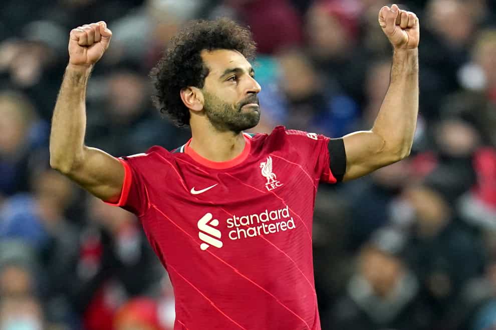 Liverpool’s Mohamed Salah celebrates scoring (Nick Potts/PA)