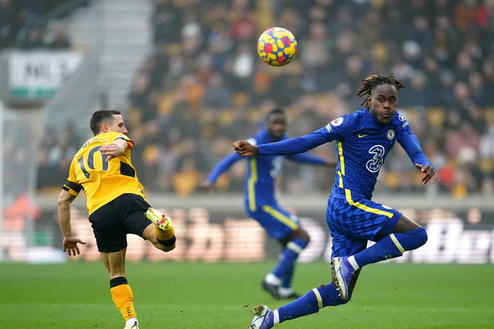 Wolves’ Daniel Podence and Chelsea’s Trevoh Chalobah (right) battle for the ball (Nick Potts/PA)