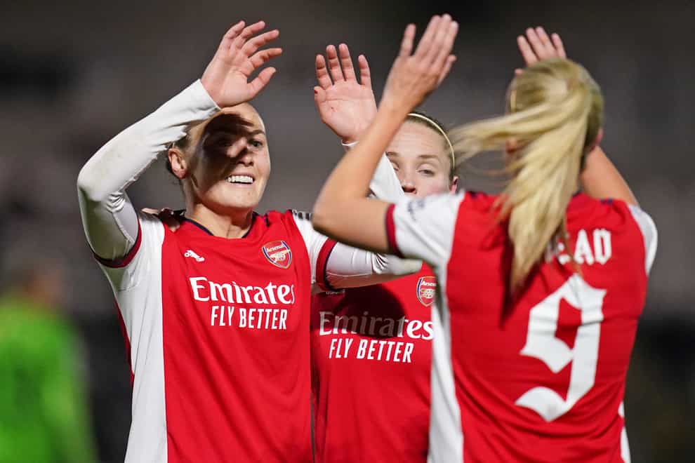 Arsenal have been drawn against Wolfsburg in the quarter-final of the Women’s Champions League (John Walton/PA)