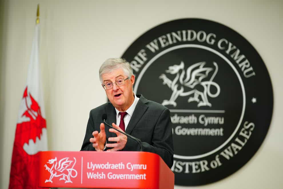 First Minister Mark Drakeford speaks during a Welsh Government press conference in Cardiff setting out coronavirus restrictions for Wales (Ben Birchall/PA)