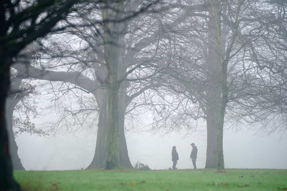 Early morning fog in Liverpool’s Calderstones Park , as the Met Office forecast mild weather for Christmas Day (Peter Byrne/PA Wire)