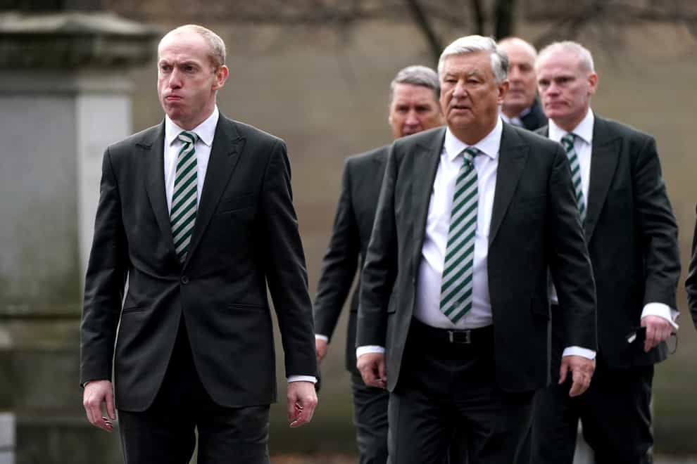 Michael Nicholson, left, is following in Peter Lawwell’s footsteps (Andrew MIlligan/PA)
