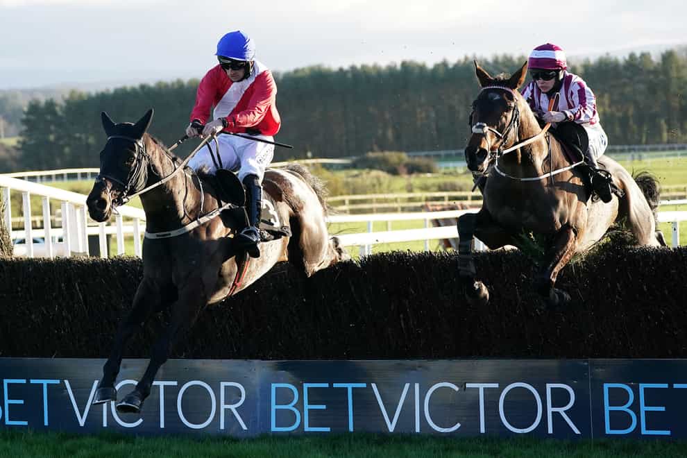 Ferny Hollow (left) has his second race over fences in the Grade One Racing Pot Novice Chase at Leopardstown (Brian Lawless/PA)