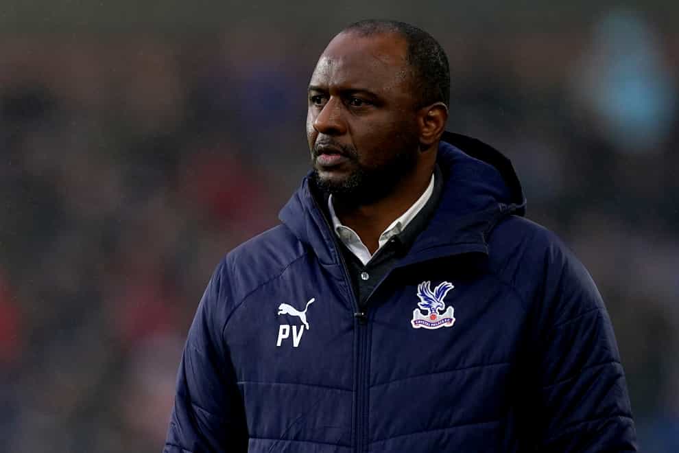 Palace manager Patrick Vieira would not support a players’ strike but is worried about them returning to play too soon after Covid (Martin Rickett/PA Images).