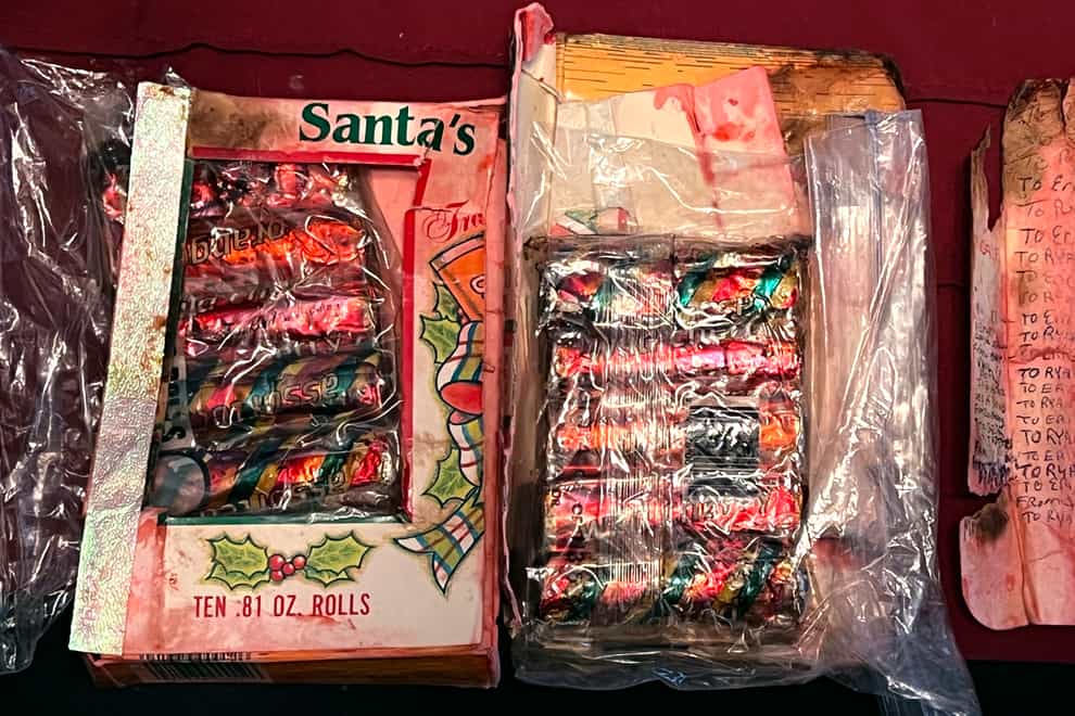 A box of Santa’s Book of Candy (Ryan Wasson family photograph via AP)