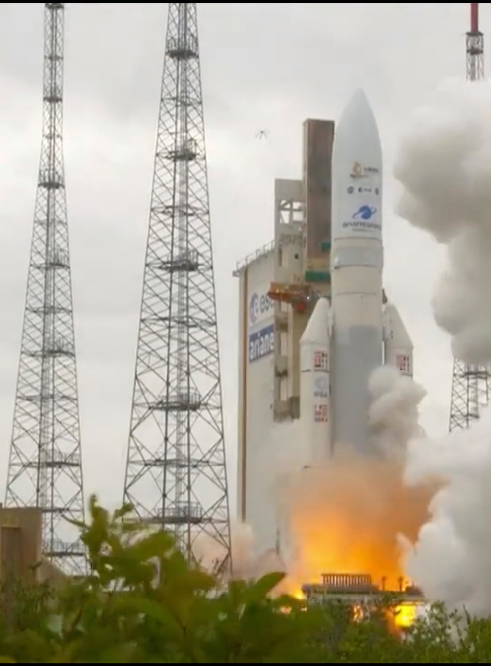 Arianespace’s Ariane 5 rocket with Nasa’s James Webb Space Telescope on board, lifts off (Nasa via AP)