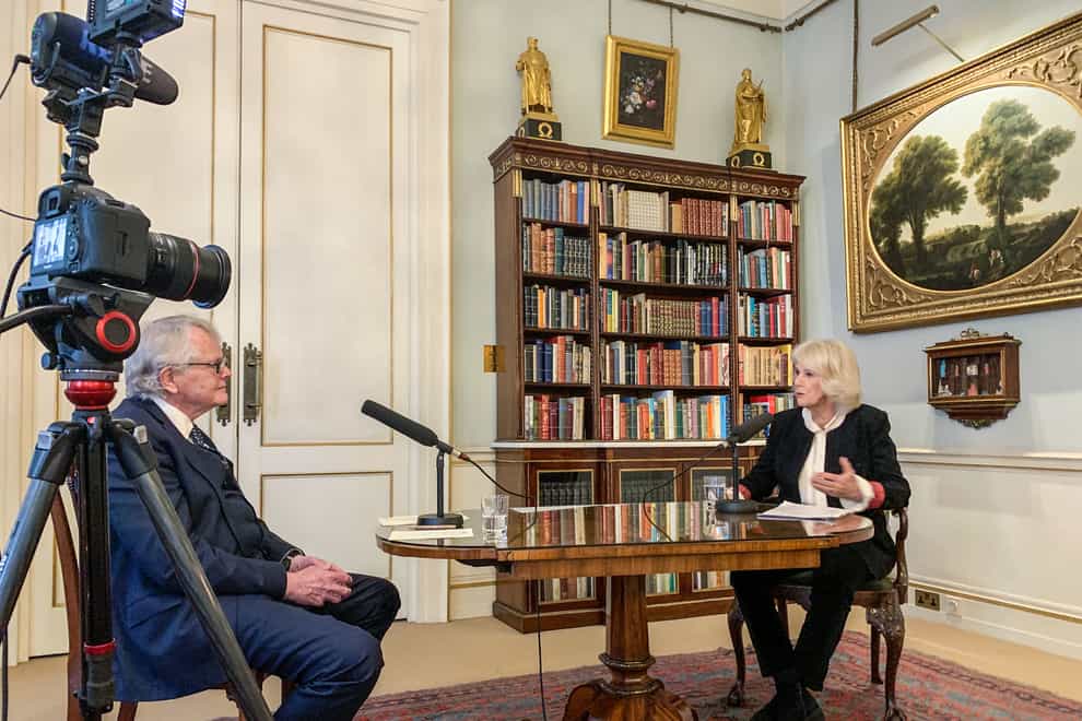 The Duchess of Cornwall speaks to Lord Dobbs on Today (BBC Radio 4 Today/PA)