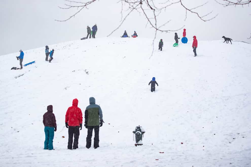 Snow on Kite Hill in Seattle (Ken Lambert /The Seattle Times/AP)
