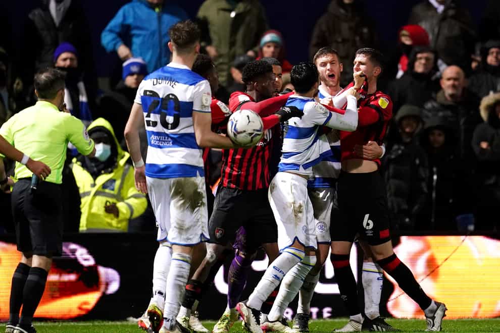 QPR and Bournemouth have been charged following a melee between the two sides in injury time on Monday (John Walton/PA)
