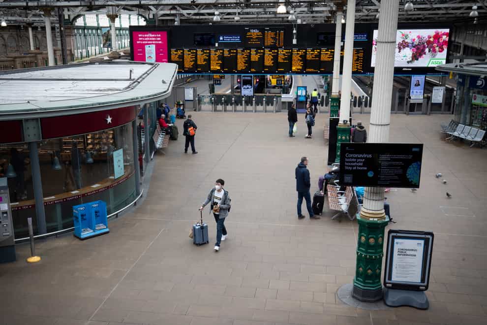 The action at Edinburgh Waverley, by staff employed by Gate Gourmet, is part of a long-running dispute over allegations of bullying (Jane Barlow/PA)