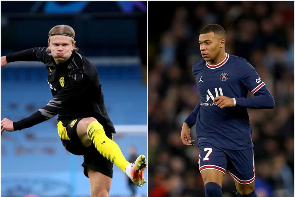 Real Madrid are linked with both Erling Haaland, left, and Kylian Mbappe (Nick Potts/Martin Rickett/PA)