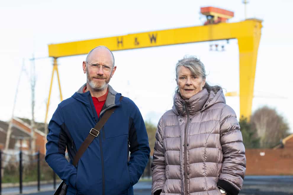 Richard Guthrie and Carol Duggan, from the Great War Gaeilgeoiri of East Belfast project (Liam McBurney/PA)