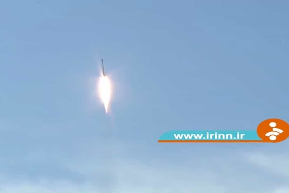 The Simorgh rocket carrying three ‘devices’ successfully blasts off (Iranian state television via AP)