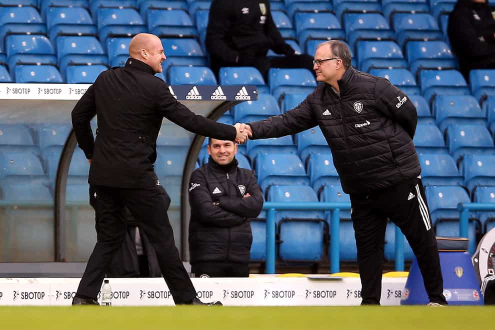 Burnley boss Sean Dyche (left) and Leeds counterpart Marcelo Bielsa (right) (Nigel French/PA)