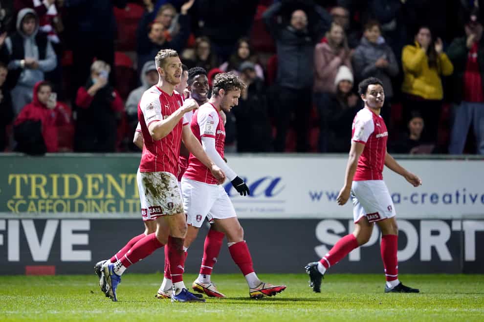 Michael Smith (left) scored in each half for Rotherham (Zac Goodwin/PA)