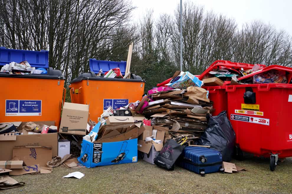 An overflowing recycling point in Ashford, Kent (Gareth Fuller/PA)