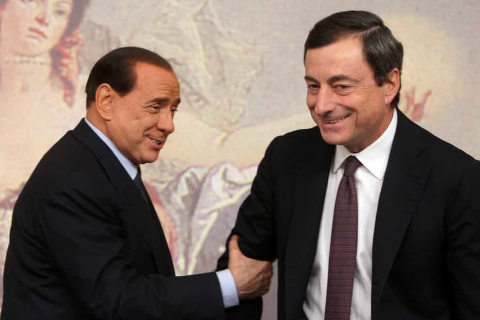 Former premiers Silvio Berlusconi, left, and Mario Draghi, right, are expected to campaign for the Italian presidency (Sandro Pace/AP)
