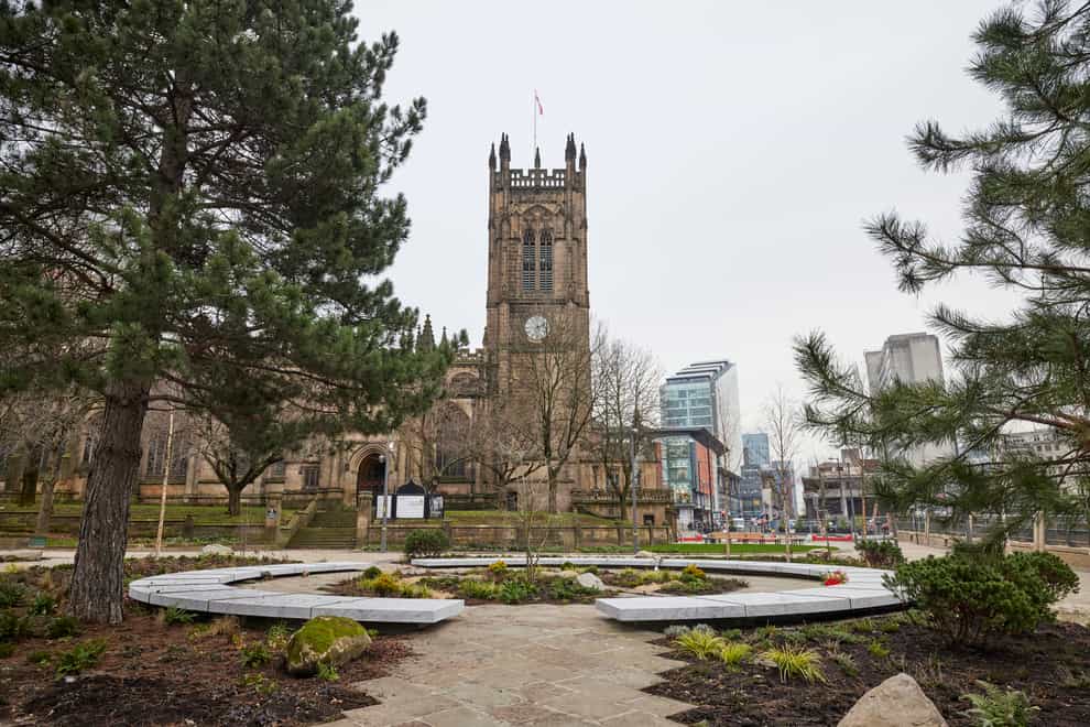 The Glade of Light memorial commemorates the 22 people killed by suicide bomb Salman Abedi at Manchester Arena in May 2017 (BCA Landscape and Smiling Wolf/PA)