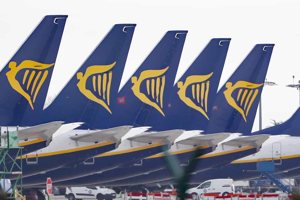Budget airline Ryanair saw the number of passengers flown drop by 7% between November and December as travel restrictions were imposed across Europe amid the spread of the Omicron variant (PA)