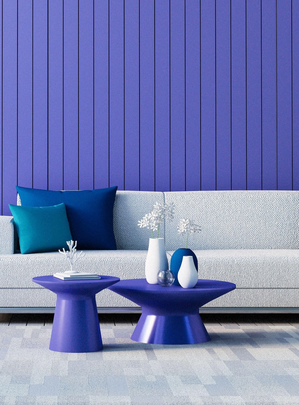 A living room wall in Very Peri, Pantone Colour of the Year 2022 (Alamy/PA)