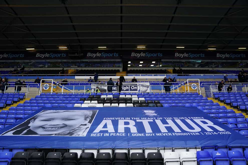 Birmingham continue to honour murdered six-year-old fan Arthur Labinjo-Hughes (Zac Goodwin/PA)
