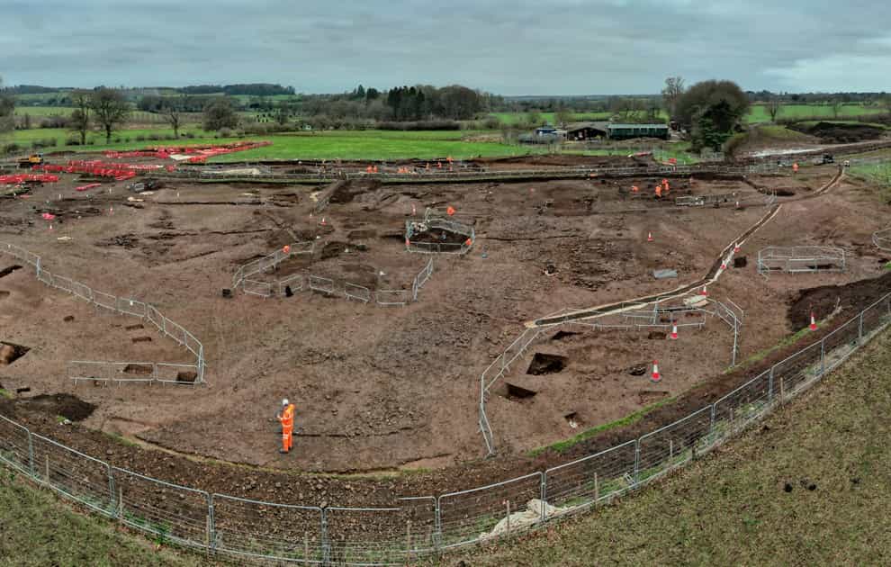A 10m-wide Roman road uncovered during the excavation (HS2/PA)