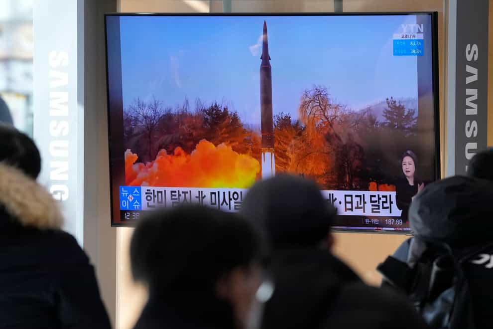 North Korea said on Thursday it has successfully launched a hypersonic missile as part of efforts to modernise its strategic weapons systems (Ahn Young-joon/AP)