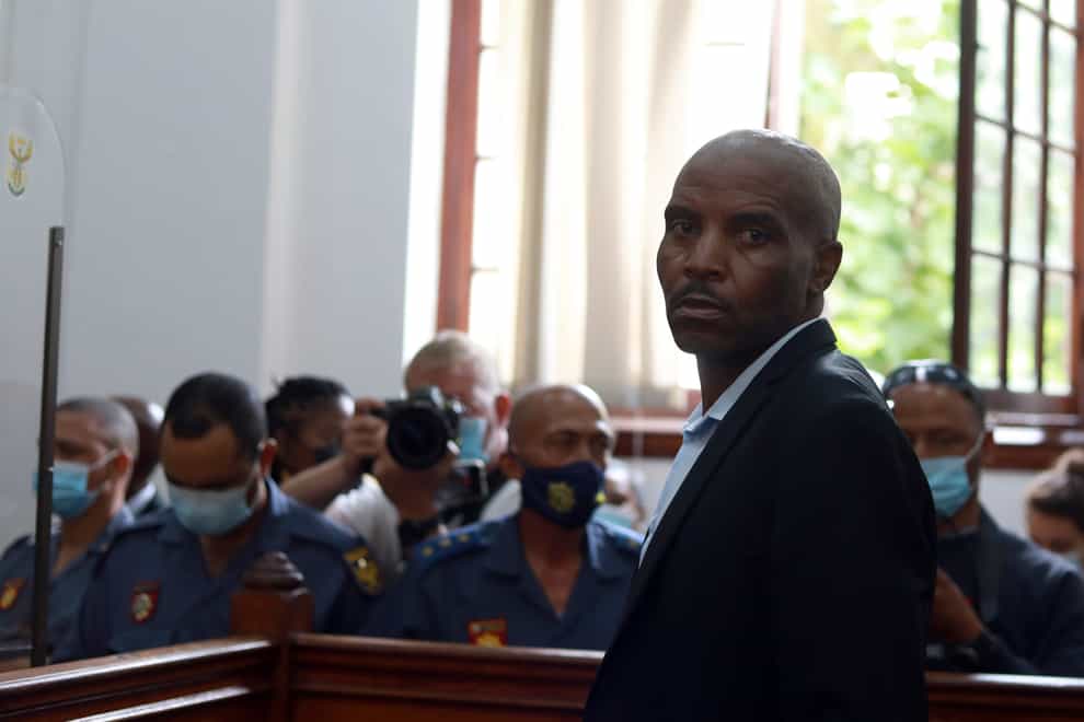 Zandile Mafe appears in the magistrates court in Cape Town (AP Photo/Nardus Engelbrecht)