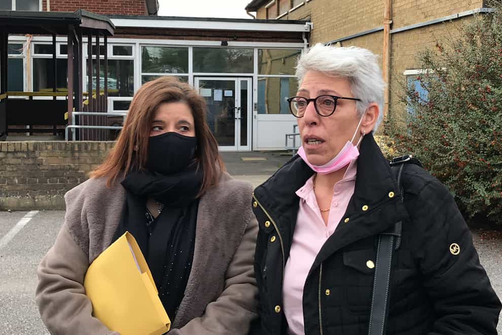 Nevres Kemal (right) speaks to the media after the inquest into the death of her daughter Azra concluded in Maidstone (PA)