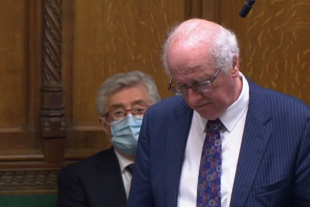 Jim Shannon becomes emotional in the House of Commons (PA)
