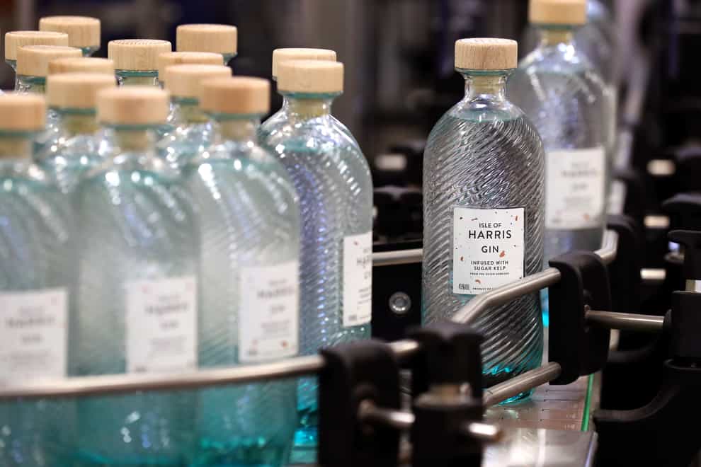 The Harris gin bottles from the Isle of Harris Distillery (Andrew Milligan/PA)