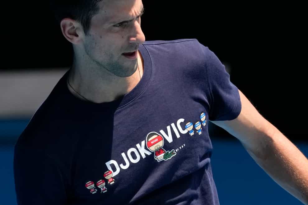 Novak Djokovic continues to train as he awaits the final verdict of the Australian immigration authorities (Mark Baker/AP).