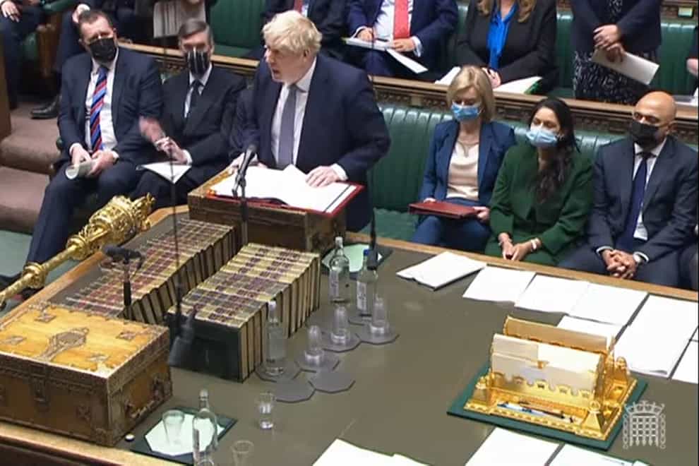 Prime Minister Boris Johnson speaks during speaks during Prime Minister’s Questions in the House of Commons (House of Commons/PA)