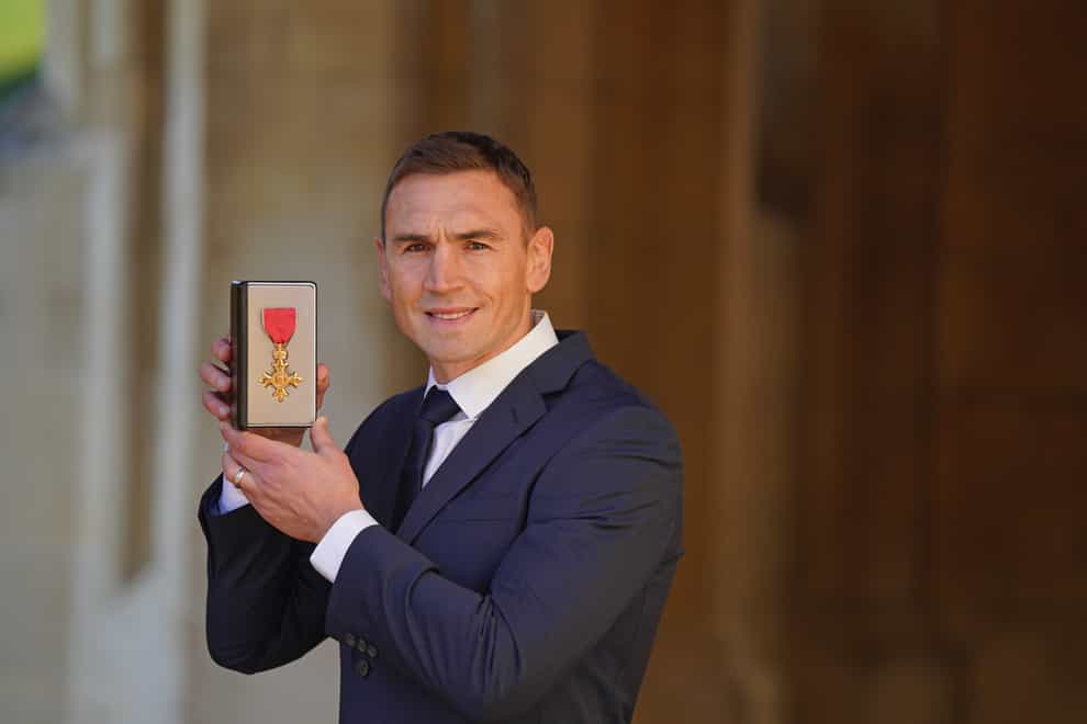 Kevin Sinfield attended an investiture ceremony hosted by the Duke of Cambridge (Steve Parsons/PA)